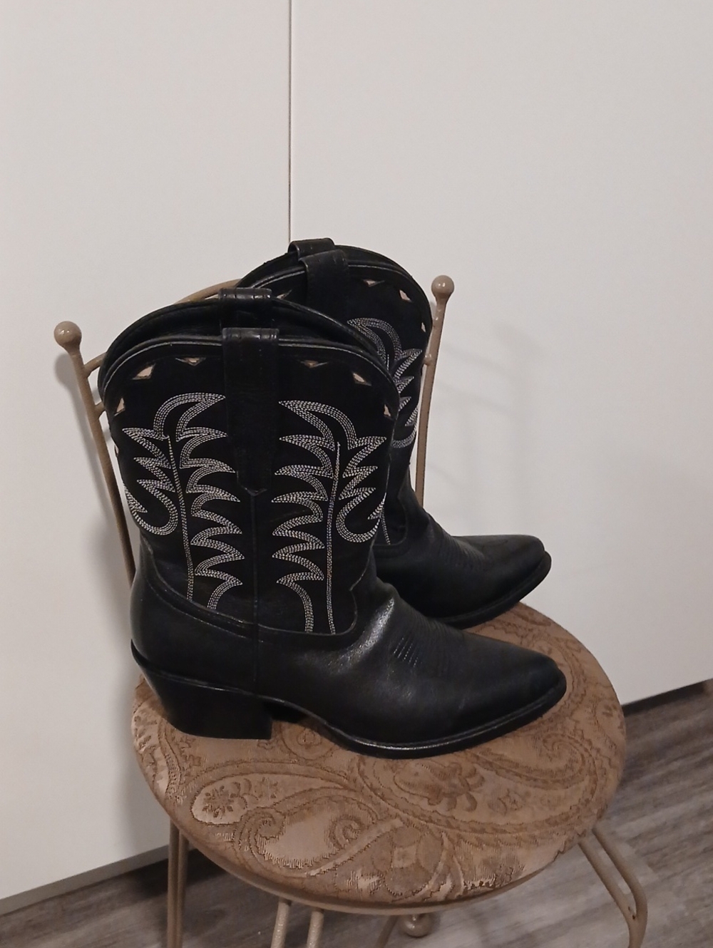 Tecovas Black Western Embroidered Heeled Boots
